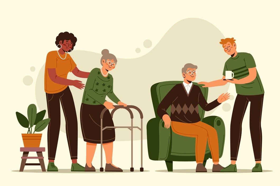 volunteers helping elderly people illustrated 52683 38805