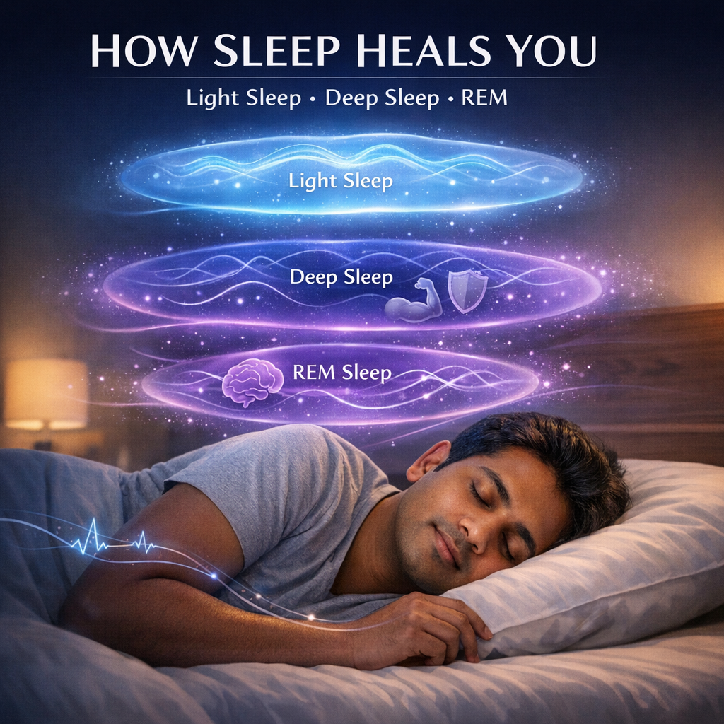How Sleep Heals You: Understanding Light Sleep, Deep Sleep, and REM